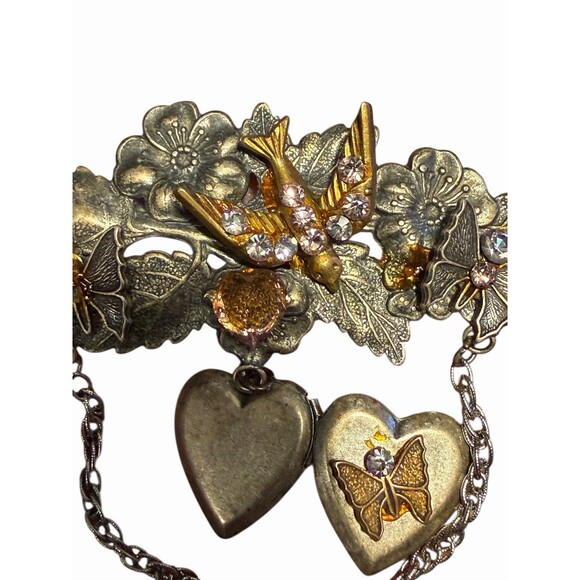 vintage dangling heart brooch butterfly - Picture 3 of 7
